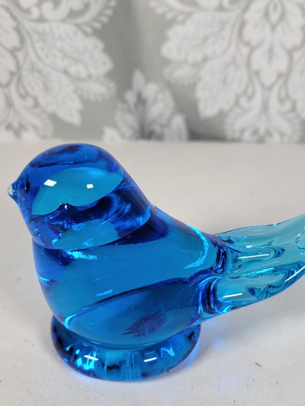 Vintage Bluebird of Happiness Signed by Leo Ward 1986 Cobalt Blue Hand Blown UV